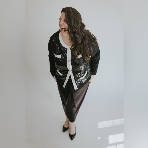 Talbots Black and White Sequin Cardigan - Picture 14 of 16